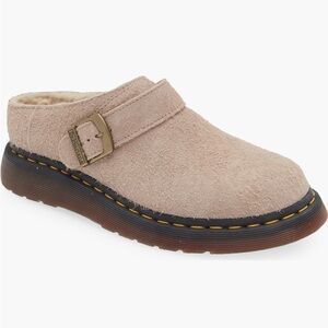 Dr. Martens Isham Suede Mules Shearling Lined Brown Slingback W 9 / M 8